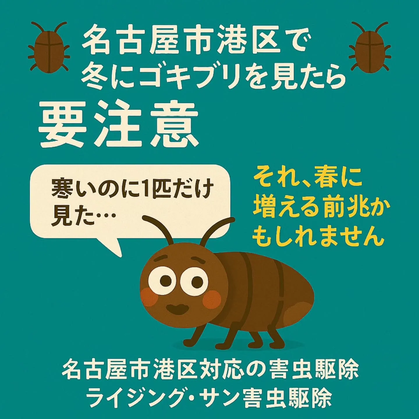 🪳 名古屋市港区で冬にゴキブリを見たら要注意 🪳