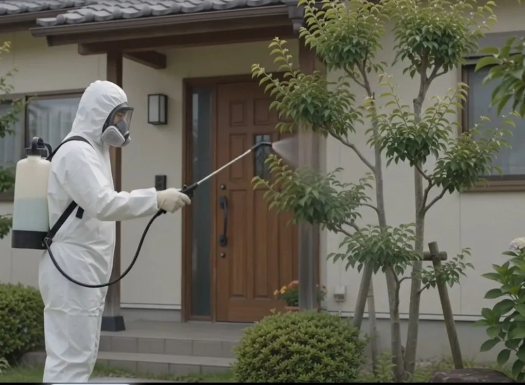 【鈴鹿市】玄関周りに発生した毛虫を駆除|薬剤散布施工
