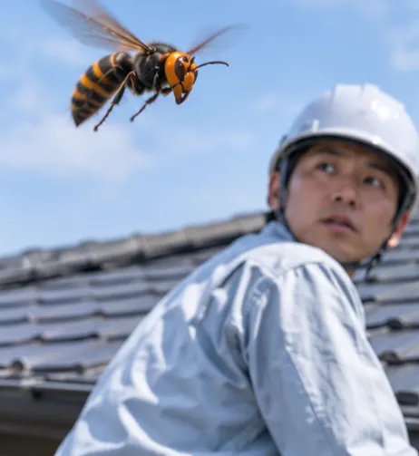 【名古屋市名東区】9月末オオスズメバチに注意｜屋根の上で確認