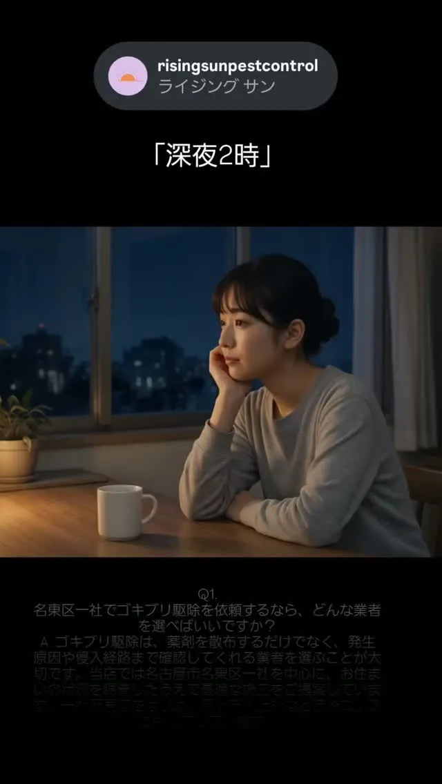【名東区・一社】深夜のキッチンにゴキブリ出現…。